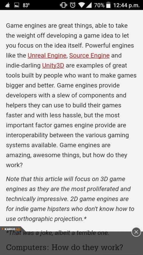 What are the three major functions of a game engine?