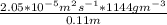 \frac{2.05*10^{-5}m^2s^{-1}*1144gm^{-3}}{0.11m}