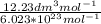 \frac{12.23dm^3mol^{-1}}{6.023*10^{23}mol^{-1}}