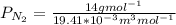 P_{N_2}= \frac{14gmol^{-1}}{19.41*10^{-3}m^3mol^{-1}}