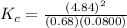 K_c = \frac{(4.84)^2}{(0.68)(0.0800)}