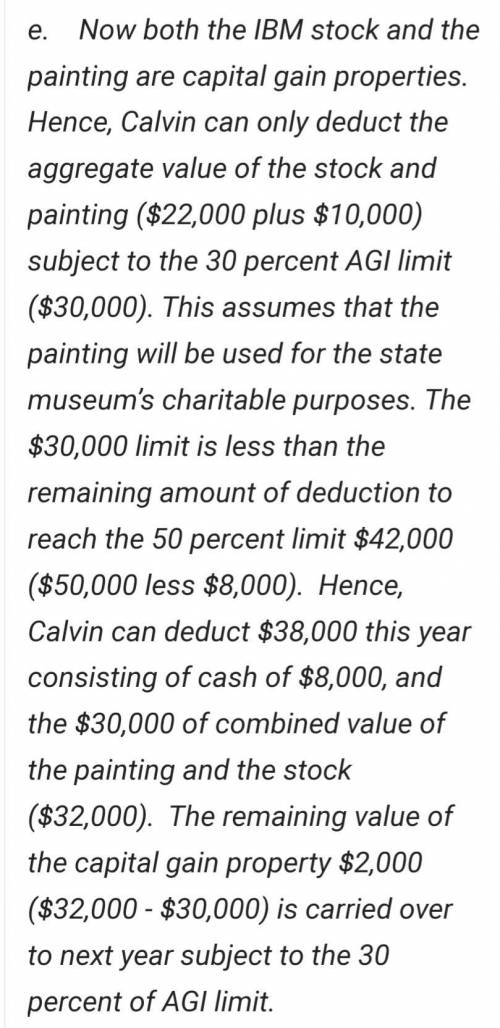 Calvin reviewed his canceled checks and receipts this year for charitable contributions, which inclu