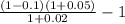 \frac{(1-0.1)(1+0.05)}{1+0.02}-1