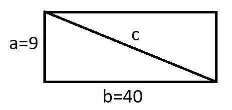 A retangle has a width of 9 units and a length of 40 units. what is the length of a diagnal?
