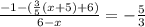 \frac{-1-(\frac{3}{5}(x+5)+6)}{6-x}=-\frac{5}{3}