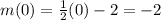 m(0)=\frac{1}{2}(0)-2=-2