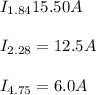 I_{1.84}15.50A\\\\I_{2.28}=12.5A\\\\I_{4.75}=6.0A