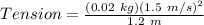 Tension = \frac{(0.02\ kg)(1.5\ m/s)^2}{1.2\ m}