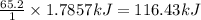 \frac{65.2}{1}\times 1.7857 kJ=116.43 kJ