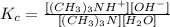 K_c=\frac{[(CH_3)_3NH^+][OH^-]}{[(CH_3)_3N][H_2O]}