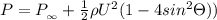 P=P_{_{\infty }}+\frac{1}{2}\rho U^{2}(1-4sin^{2}\Theta ))