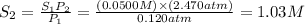 S_{2}=\frac{S_{1}P_{2}}{P_{1}}=\frac{(0.0500M)\times (2.470atm)}{0.120atm}=1.03M