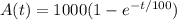 A(t)=1000(1-e^{-t/100})