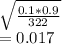 \sqrt{\frac{0.1*0.9}{322} } \\=0.017