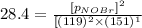 28.4=\frac{[p_{NOBr}]^2}{[(119)^2\times (151)^1}