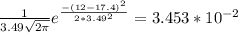 \frac{1}{3.49\sqrt{2 \pi } } e^{\frac{-(12-17.4)^2}{2*3.49^2} } = 3.453*10^{-2}