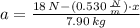 a = \frac{18\,N-(0.530\,\frac{N}{m} )\cdot x}{7.90\,kg}