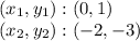 (x_ {1}, y_ {1}): (0,1)\\(x_ {2}, y_ {2}): (-2, -3)