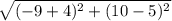 \sqrt{(-9 + 4)^{2} + ( 10 - 5)^{2}}