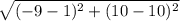 \sqrt{(-9 - 1)^{2} + (10 - 10)^{2}}