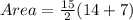 Area=\frac{15}{2} (14+7)