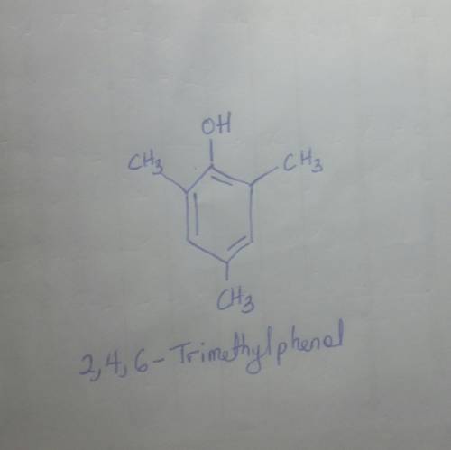 Draw the structure for 2,4,6-trimethylphenol