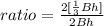 ratio=\frac{2[\frac{1}{3}Bh]}{2Bh}