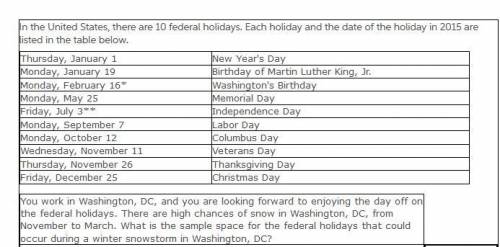 You work in Washington, DC, and you are looking forward to enjoying the day off on the federal holid