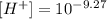 [H^+] = 10^{-9.27
