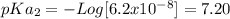 pKa_2=-Log[6.2x10^-^8]=7.20