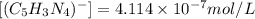 [(C_5H_3N_4)^-]=4.114\times 10^{-7} mol/L