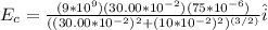 E_c = \frac{(9*10^9)(30.00*10^{-2})(75*10^{-6})}{((30.00*10^{-2})^2+(10*10^{-2})^2)^{(3/2)}} \hat{i}