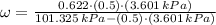 \omega = \frac{0.622\cdot (0.5)\cdot (3.601\,kPa)}{101.325\,kPa-(0.5)\cdot (3.601\,kPa)}