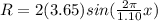 R = 2(3.65) sin(\frac{2\pi}{1.10}x)