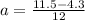 a = \frac{11.5-4.3}{12}