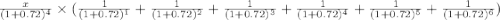 \frac{x}{(1+0.72)^{4}} \times ( \frac{1}{(1+0.72)^1} + \frac{1}{(1+0.72)^2} + \frac{1}{(1+0.72)^3} + \frac{1}{(1+0.72)^4} + \frac{1}{(1+0.72)^5} + \frac{1}{(1+0.72)^{6}} )