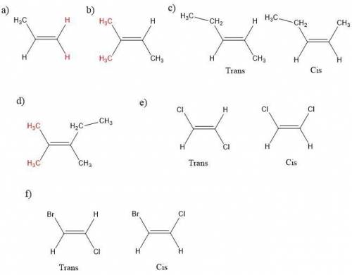 Which of the following compounds can exist as pairs of cis–trans isomers? Draw each cis–trans pair,