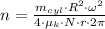 n = \frac{m_{cyl}\cdot R^{2}\cdot \omega^{2}}{4\cdot \mu_{k}\cdot N \cdot r\cdot 2\pi}