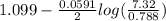 1.099 - \frac{0.0591}{2} log (\frac{7.32}{0.788})