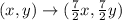 (x,y) \rightarrow (\frac{7}{2}x,\frac{7}{2} y)