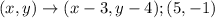 (x, y) \rightarrow(x-3, y-4) ; (5,-1)
