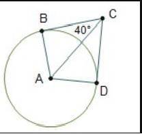 What is the measure of minor arc BD? Angle BCD is a circumscribed angle of circle A. Angle BCA measu