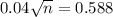 0.04\sqrt{n} = 0.588