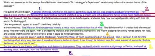 Which two sentences in this expert from Nathaniel Hawthornes “Dr. Heidegger’s experiment “ most clos