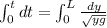 \int^{t}_{0}dt=\int^{L}_{0}\frac{dy}{\sqrt{yg}}