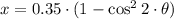x = 0.35\cdot (1-\cos^{2}2\cdot \theta)