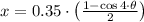 x = 0.35\cdot \left(\frac{1-\cos 4\cdot \theta}{2}  \right)