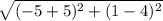 \sqrt{(-5 + 5)^{2}+ (1 - 4)^{2}}