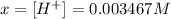 x=[H^+]=0.003467 M