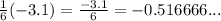 \frac{1}{6} (-3.1) = \frac{-3.1}{6} = -0.516666...